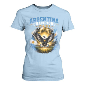 Argentina Champions 2026 T Shirt For Women Proud Argentinian Football Fan TS11 Light Blue Print Your Wear