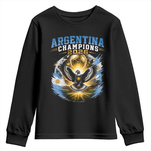 Argentina Champions 2026 Youth Sweatshirt Proud Argentinian Football Fan TS11 Black Print Your Wear