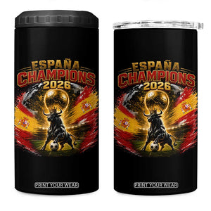 Espana Champions 2026 4 in 1 Can Cooler Tumbler Spain Football Fan Spanish Bull Graphic TS11 One Size: 16 oz Black Print Your Wear