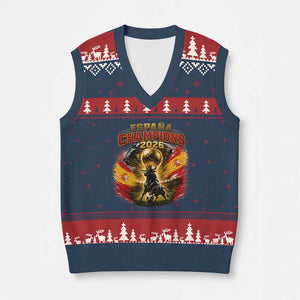 Espana Champions 2026 V-Neck Knit Sweater Vest Spain Football Fan Spanish Bull Graphic TS11 Navy Red Print Your Wear