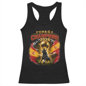 Espana Champions 2026 Racerback Tank Top Spain Football Fan Spanish Bull Graphic TS11 Black Print Your Wear