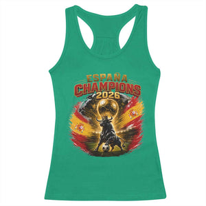 Espana Champions 2026 Racerback Tank Top Spain Football Fan Spanish Bull Graphic TS11 Irish Green Print Your Wear