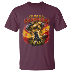 Espana Champions 2026 T Shirt Spain Football Fan Spanish Bull Graphic