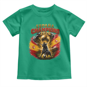 Espana Champions 2026 Toddler T Shirt Spain Football Fan Spanish Bull Graphic TS11 Irish Green Print Your Wear