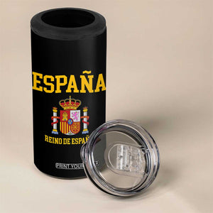 Spain Reino De Espana 4 in 1 Can Cooler Tumbler Vintage Spanish Flag Coat of Arms
