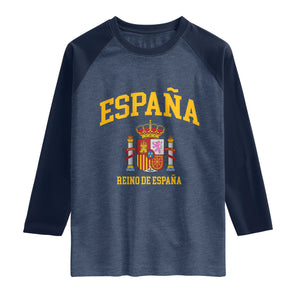 Spain Reino De Espana Raglan Shirt Vintage Spanish Flag Coat of Arms