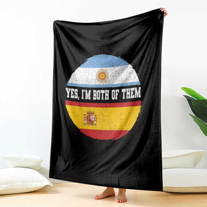 Spanish Argentinian Roots Throw Blanket Yes I'm Both Of Them Vintage Spain Argentina Half Flag