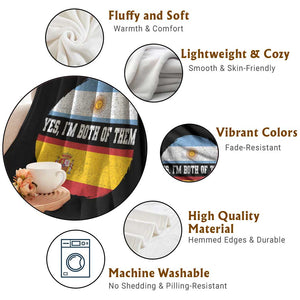 Spanish Argentinian Roots Throw Blanket Yes I'm Both Of Them Vintage Spain Argentina Half Flag