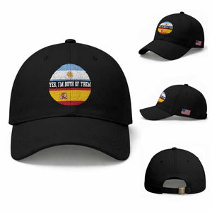 Spanish Argentinian Roots Baseball Cap Yes I'm Both Of Them Vintage Spain Argentina Half Flag