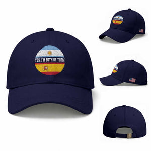Spanish Argentinian Roots Baseball Cap Yes I'm Both Of Them Vintage Spain Argentina Half Flag