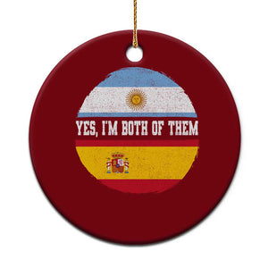 Spanish Argentinian Roots Ceramic Ornament Yes I'm Both Of Them Vintage Spain Argentina Half Flag