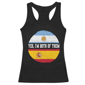 Spanish Argentinian Roots Racerback Tank Top Yes I'm Both Of Them Vintage Spain Argentina Half Flag