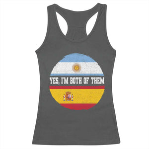 Spanish Argentinian Roots Racerback Tank Top Yes I'm Both Of Them Vintage Spain Argentina Half Flag