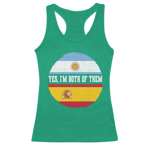Spanish Argentinian Roots Racerback Tank Top Yes I'm Both Of Them Vintage Spain Argentina Half Flag