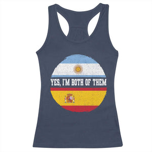 Spanish Argentinian Roots Racerback Tank Top Yes I'm Both Of Them Vintage Spain Argentina Half Flag