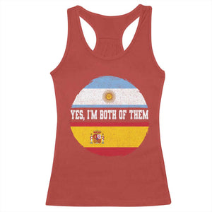 Spanish Argentinian Roots Racerback Tank Top Yes I'm Both Of Them Vintage Spain Argentina Half Flag