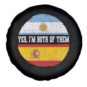Spanish Argentinian Roots Spare Tire Cover Yes I'm Both Of Them Vintage Spain Argentina Half Flag
