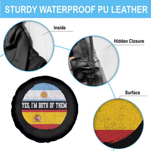 Spanish Argentinian Roots Spare Tire Cover Yes I'm Both Of Them Vintage Spain Argentina Half Flag