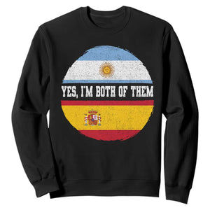 Spanish Argentinian Roots Sweatshirt Yes I'm Both Of Them Vintage Spain Argentina Half Flag