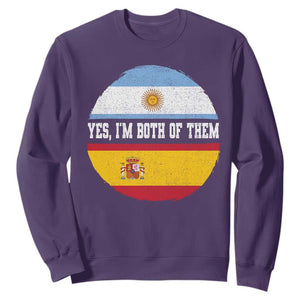 Spanish Argentinian Roots Sweatshirt Yes I'm Both Of Them Vintage Spain Argentina Half Flag