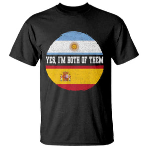 Spanish Argentinian Roots T Shirt Yes I'm Both Of Them Vintage Spain Argentina Half Flag