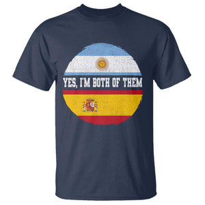 Spanish Argentinian Roots T Shirt Yes I'm Both Of Them Vintage Spain Argentina Half Flag