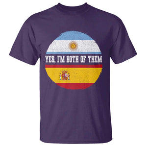 Spanish Argentinian Roots T Shirt Yes I'm Both Of Them Vintage Spain Argentina Half Flag