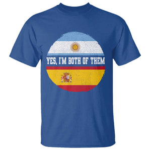 Spanish Argentinian Roots T Shirt Yes I'm Both Of Them Vintage Spain Argentina Half Flag