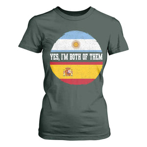 Spanish Argentinian Roots T Shirt For Women Yes I'm Both Of Them Vintage Spain Argentina Half Flag