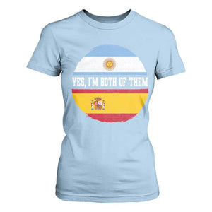 Spanish Argentinian Roots T Shirt For Women Yes I'm Both Of Them Vintage Spain Argentina Half Flag