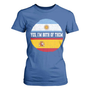 Spanish Argentinian Roots T Shirt For Women Yes I'm Both Of Them Vintage Spain Argentina Half Flag