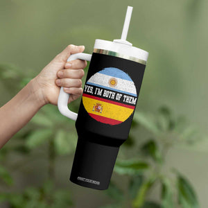Spanish Argentinian Roots Tumbler With Handle Yes I'm Both Of Them Vintage Spain Argentina Half Flag