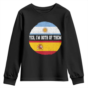 Spanish Argentinian Roots Youth Sweatshirt Yes I'm Both Of Them Vintage Spain Argentina Half Flag