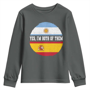 Spanish Argentinian Roots Youth Sweatshirt Yes I'm Both Of Them Vintage Spain Argentina Half Flag