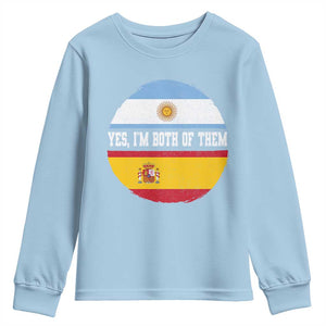 Spanish Argentinian Roots Youth Sweatshirt Yes I'm Both Of Them Vintage Spain Argentina Half Flag