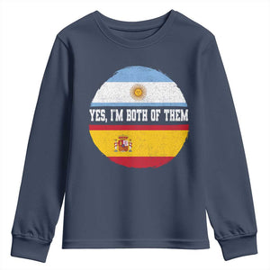 Spanish Argentinian Roots Youth Sweatshirt Yes I'm Both Of Them Vintage Spain Argentina Half Flag