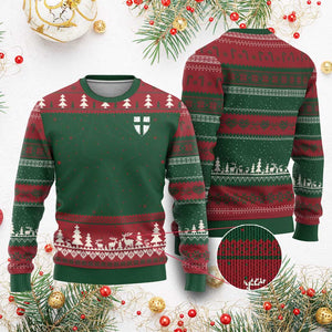 Teutonic Order Flag Cross Knight Insignia Arms Shield Ugly Christmas Sweater TS11 Red Green Print Your Wear