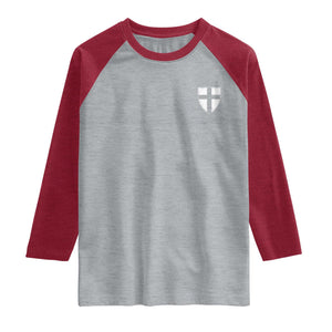 Teutonic Order Flag Cross Knight Insignia Arms Shield Raglan Shirt TS11 Heather Gray Heather Red Print Your Wear