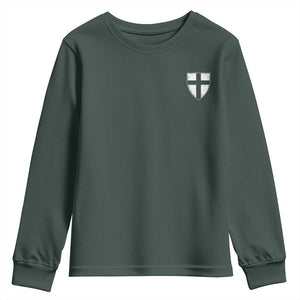Teutonic Order Flag Cross Knight Insignia Arms Shield Youth Sweatshirt TS11 Dark Forest Green Print Your Wear