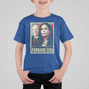 Harris Walz T Shirt For Kid Forward 2024 Not Going Back Signature Portraits TS11 Royal Blue Print Your Wear