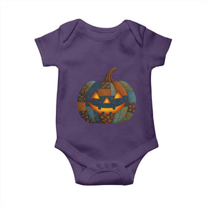 Halloween Blue Denim Patchwork Spooky Pumpkin Baby Onesie TS11 Purple Print Your Wear