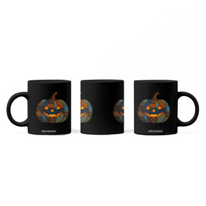Halloween Blue Denim Patchwork Spooky Pumpkin Coffee Mug TS11 Print Your Wear