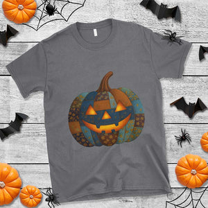 Halloween Blue Denim Patchwork Spooky Pumpkin T Shirt TS11 Charcoal Print Your Wear