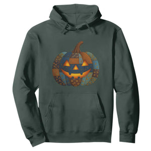 Halloween Blue Denim Patchwork Spooky Pumpkin Hoodie TS11 Dark Forest Green Print Your Wear