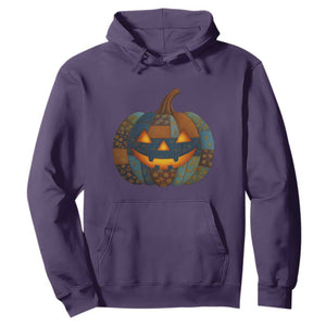 Halloween Blue Denim Patchwork Spooky Pumpkin Hoodie TS11 Purple Print Your Wear
