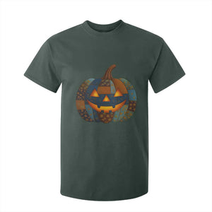 Halloween Blue Denim Patchwork Spooky Pumpkin T Shirt For Kid TS11 Dark Forest Green Print Your Wear