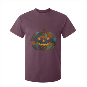 Halloween Blue Denim Patchwork Spooky Pumpkin T Shirt For Kid TS11 Maroon Print Your Wear