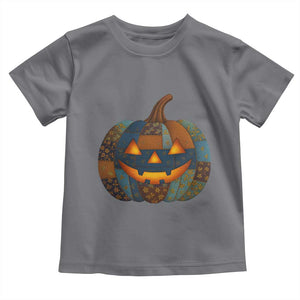 Halloween Blue Denim Patchwork Spooky Pumpkin Toddler T Shirt TS11 Charcoal Print Your Wear