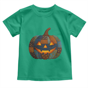 Halloween Blue Denim Patchwork Spooky Pumpkin Toddler T Shirt TS11 Irish Green Print Your Wear
