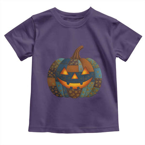 Halloween Blue Denim Patchwork Spooky Pumpkin Toddler T Shirt TS11 Purple Print Your Wear